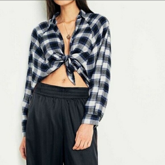 Urban Outffiters BDG Open Flannel Shirt tie front - Picture 1 of 5